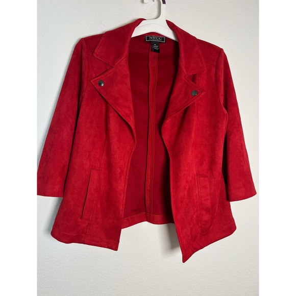 NYCC New York Clothing Co. Jackets & Blazers - NYCC New York Clothing Co Red Faux Suede Open Front Jacket 3/4 Sleeve Medium